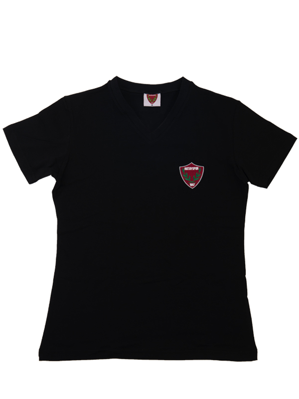 Hatayspor Basic V Yaka Siyah  T-Shirt