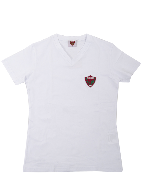 Hatayspor Basic V Yaka Beyaz T-Shirt